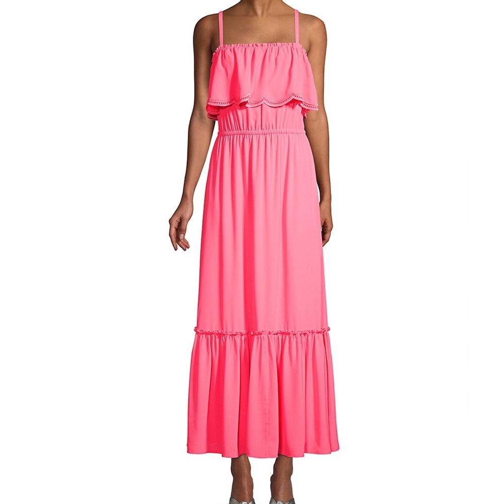 Lilly Pulitzer Hot Pink Ruffle Maxi Dress